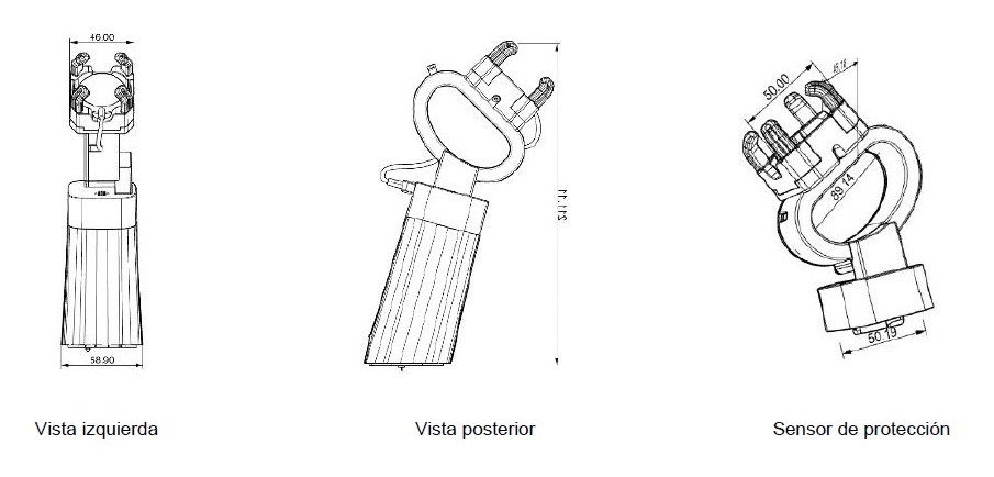 NHT Watch Electronic - plano técnico con dimensiones: 46mm ancho, 58.9mm base, altura 115mm